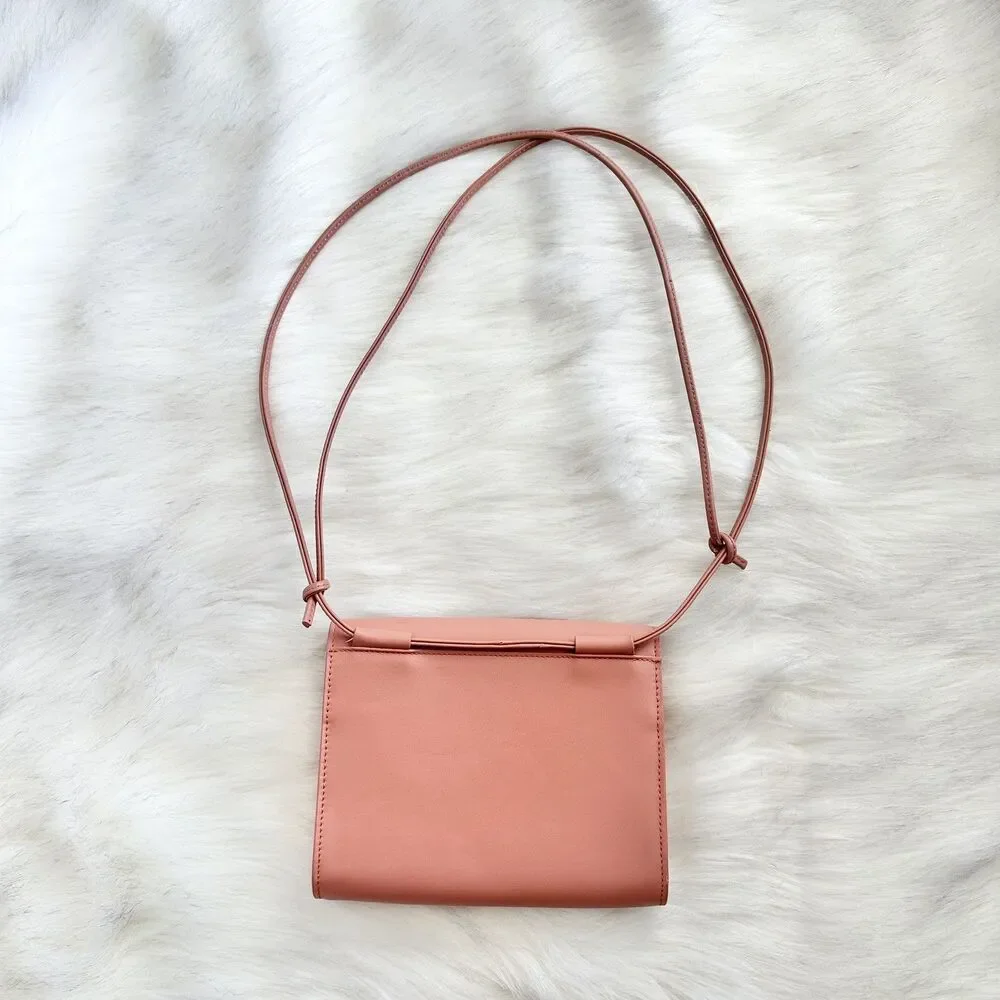 Baggu Leather Compact Purse Crossbody in Terracotta Pink